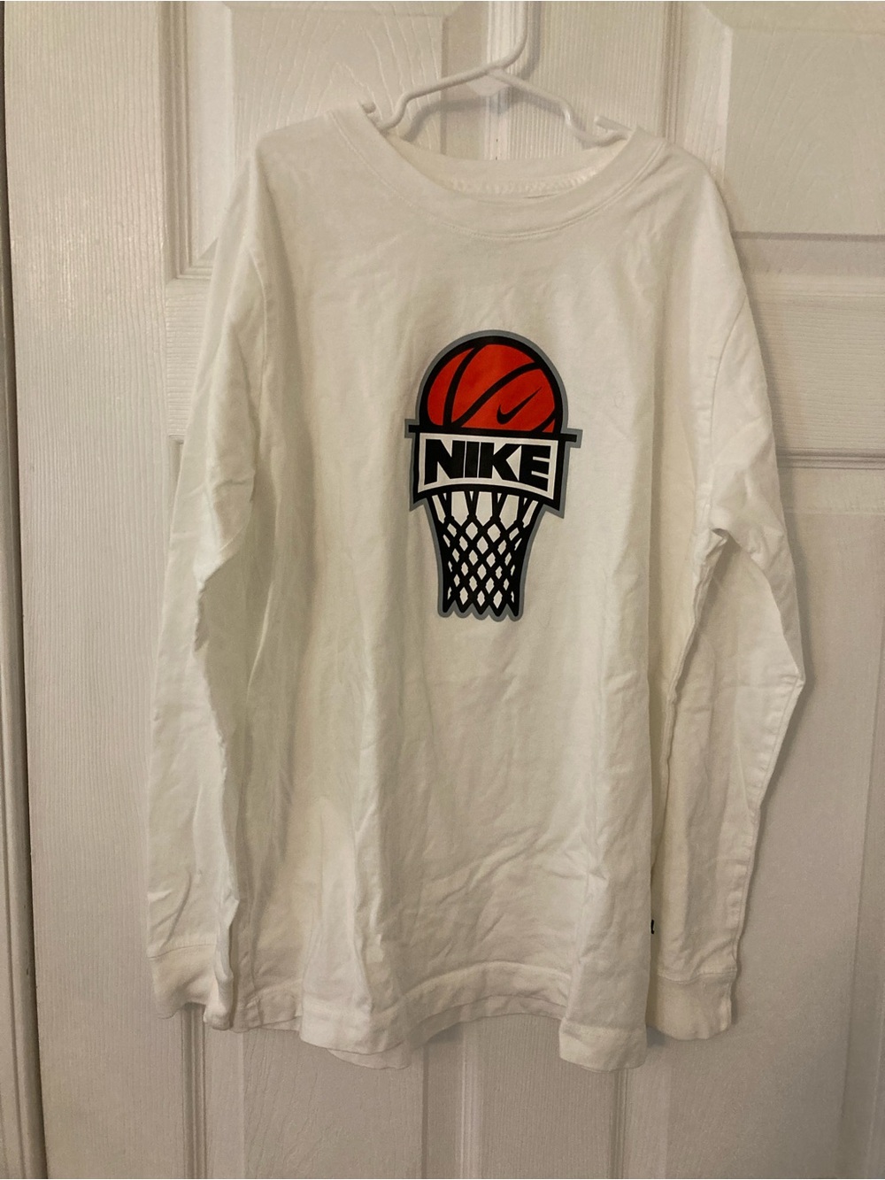Nike White The Nike Tee Graphic Logo Long Sleeve